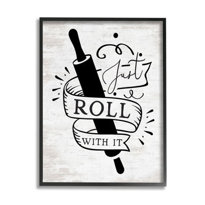 «Roll With It Kitchen on Wood» par impression à lettres et doublée