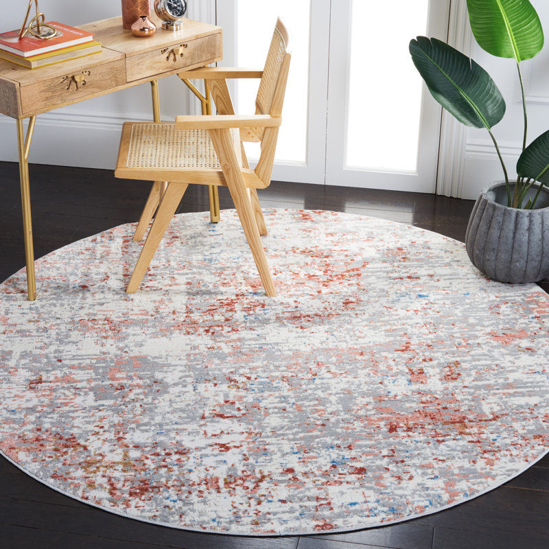 Shivan 100 Performance Abstract Rug, Round 6'7"