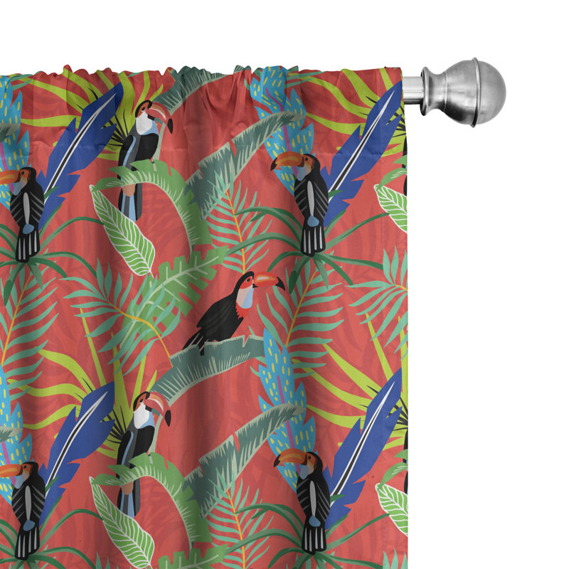 Toucan Semi-Sheer Rod Pocket Curtain Panels, 28" x 63"