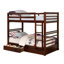 Lit superposé simple au-dessus de simple de style transitionnel avec deux grands tiroirs sous échelle de rangement attachée noyer foncé-1510068999