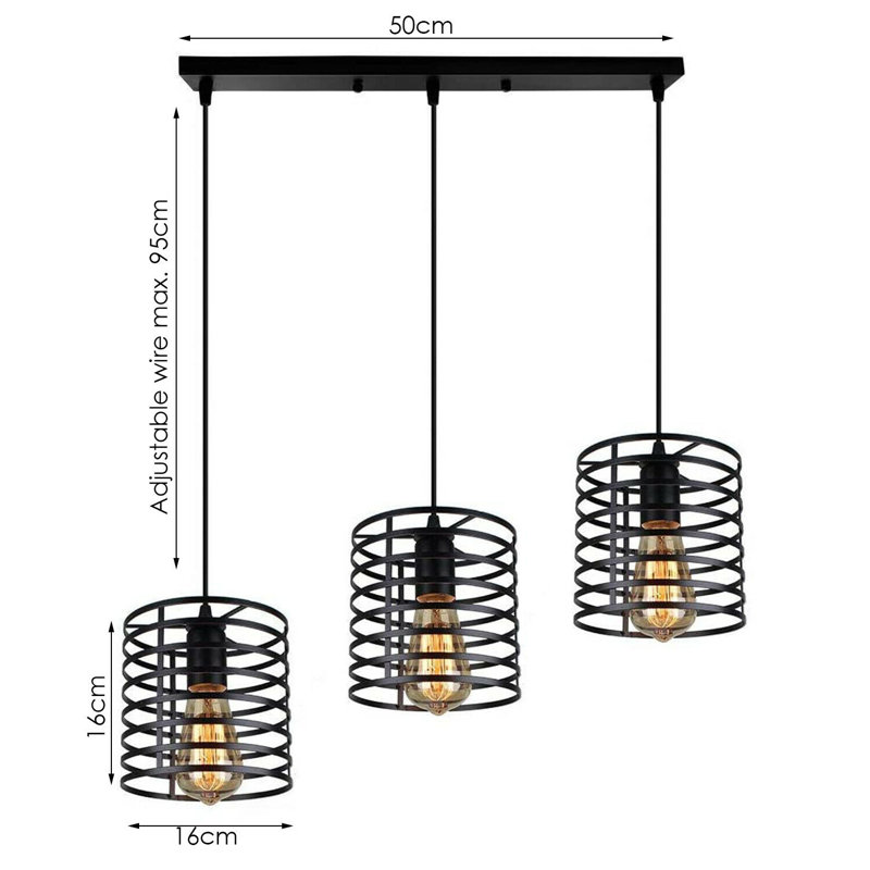 Kaylynn 3 - Light Black Pendant
