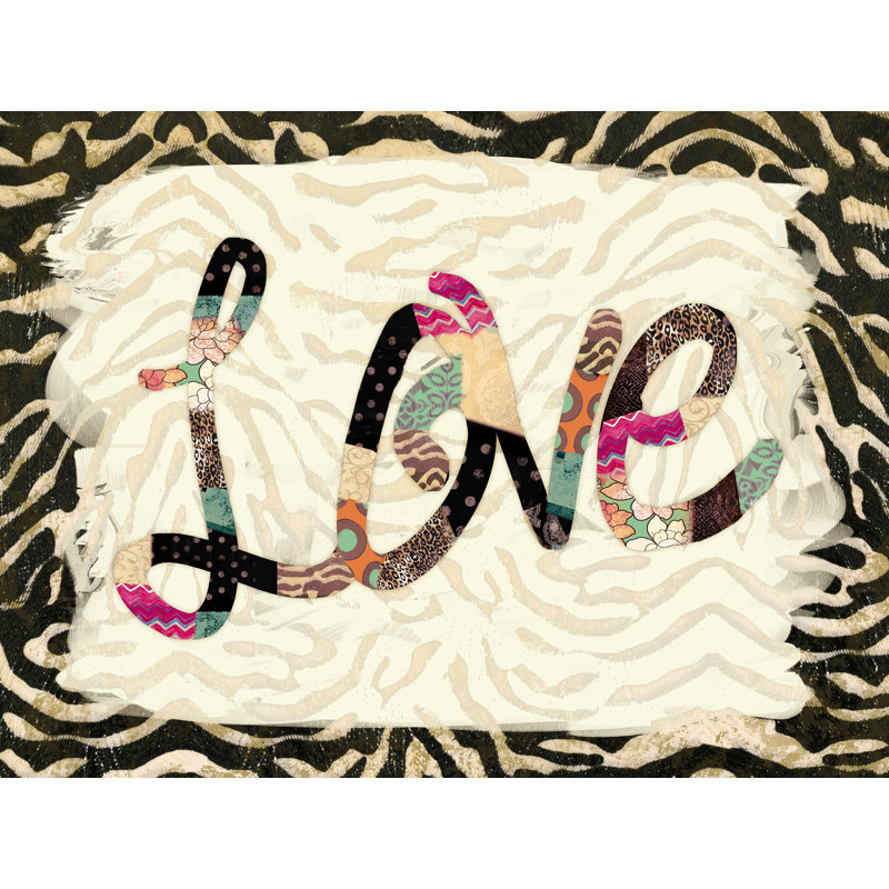 "Zebra Combo" Love - art textuel sur toile tendue, H 12 po x l 16 po