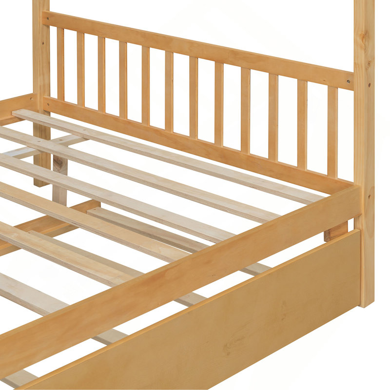 Lit en bois avec couchette, Naturel