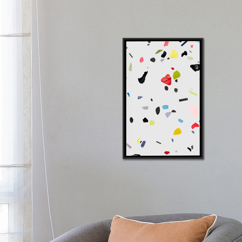 «Painted Terrazzo I», reproduction d'art sur toile, H 26 po x l 18 po x P 1,5 po, Toile avec cadre noir, Pas de tapis