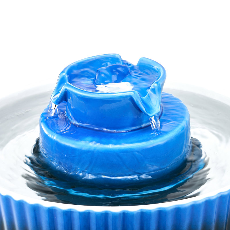 Fontaine en céramique pour chat 2,1 l, 360 à boire pour les animaux de compagnie, teinture - céramique, fontaine à double filtration de style petit gâteau de 2,1 l, surface, nettoyage à haute température