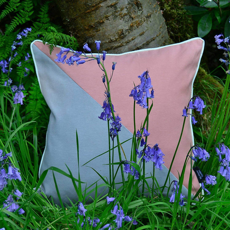 Liana Patchwork Square Cushion, Blush Pink/Grey, 60 x 60cm, No fill