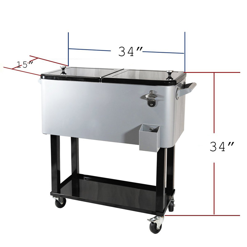 Glacière à roulettes pour terrasse 80 Qt.