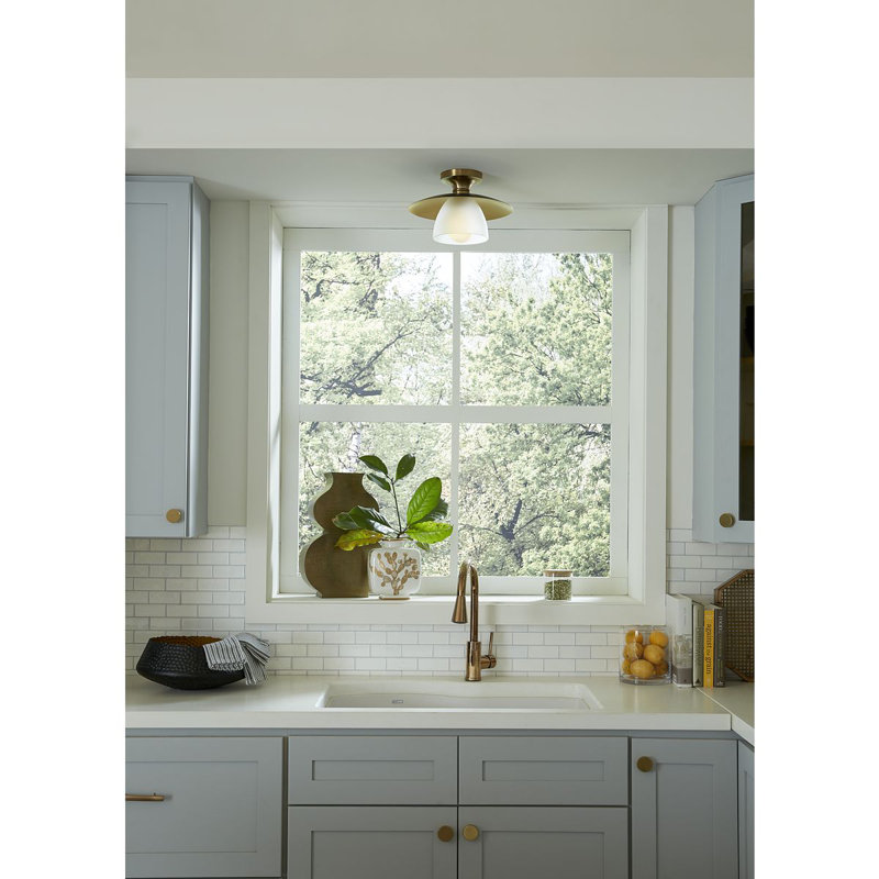 Glass Flush Mount, Brushed Bronze