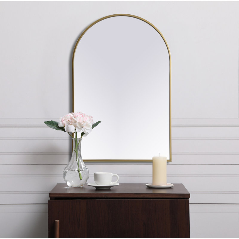 Sabine Metal Arch Wall Mirror, Brass, 36" x 24"