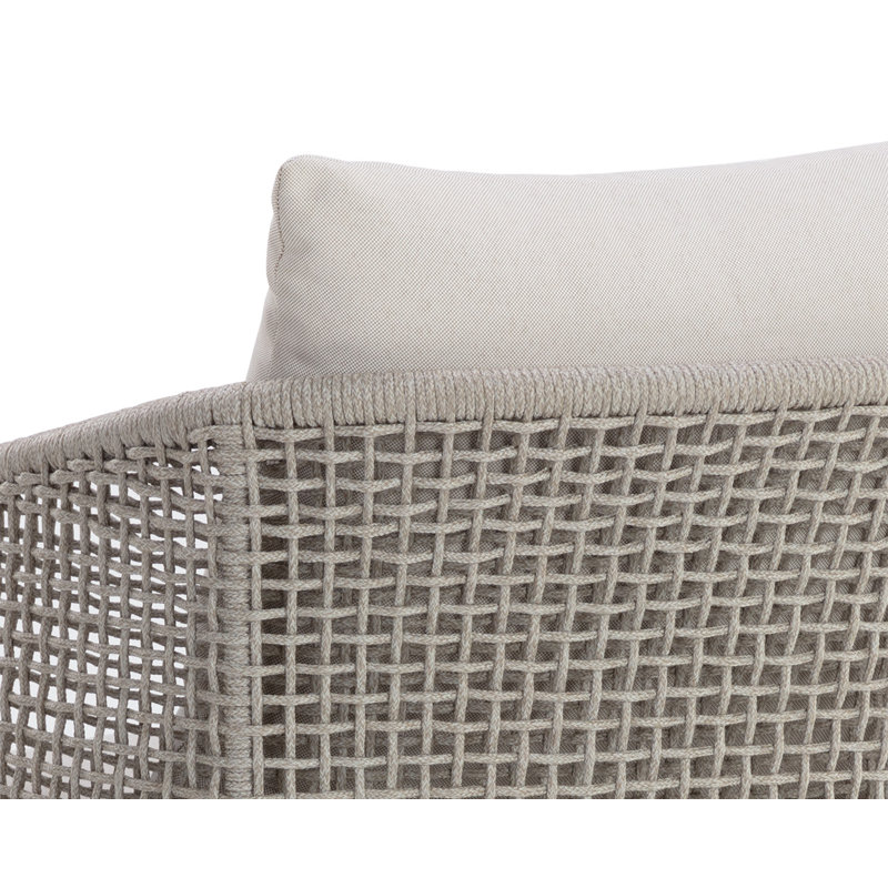 Capri Outdoor Teak Dining Armchair, Gray Frame/Palazzo Cream Cushion