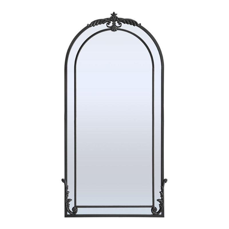Cristina Iron Arch Wall Mirror, 120cm H x 60cm W, Black
