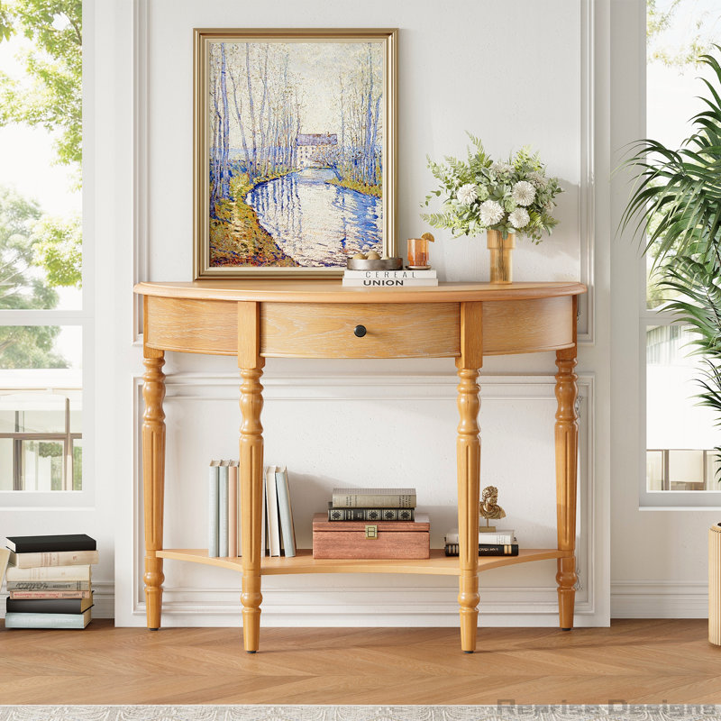 Console de style campagnard avec tiroir et tablette Farmhouse, Naturel