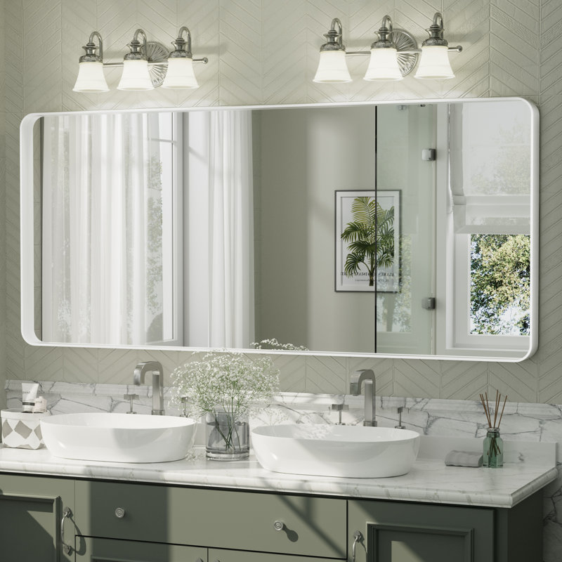 Miroir mural Aevar, 72 po x 32 po, Blanc mat