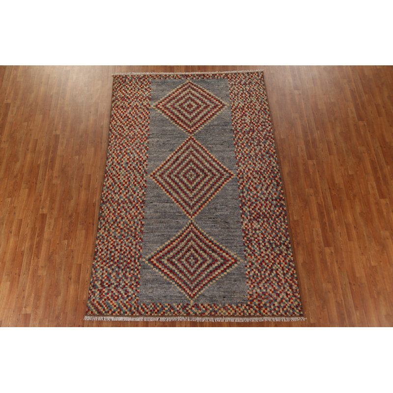 Tapis marocain à carreaux en laine noué à la main 6 x 10