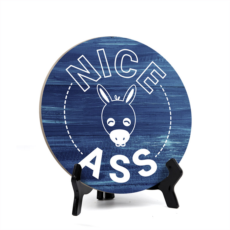 Enseigne de table «Nice Ass» avec chevalet, Bleu