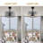20" Modern  Matte Black Ceiling Fan w Metal Frame Glass Shade, 5 Light 3 Fan Speed w Remote Control