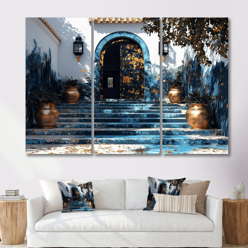 Maroc, Rabat bleu, Kasbah III, ensemble de reproductions d'art mural, Toile tendue, H 32 po x l 48 po x P 1 po