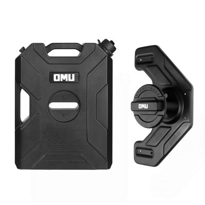 OMU 2.64 Gallon/10L Door Hinge Gasoline Container And Mount Set Compatible With 2007-2023 Jeep Wrangler JK JL JT, Gasoline Pack Mount Backing Plate With Snapin Spout Backup Petrol Water Storage Can