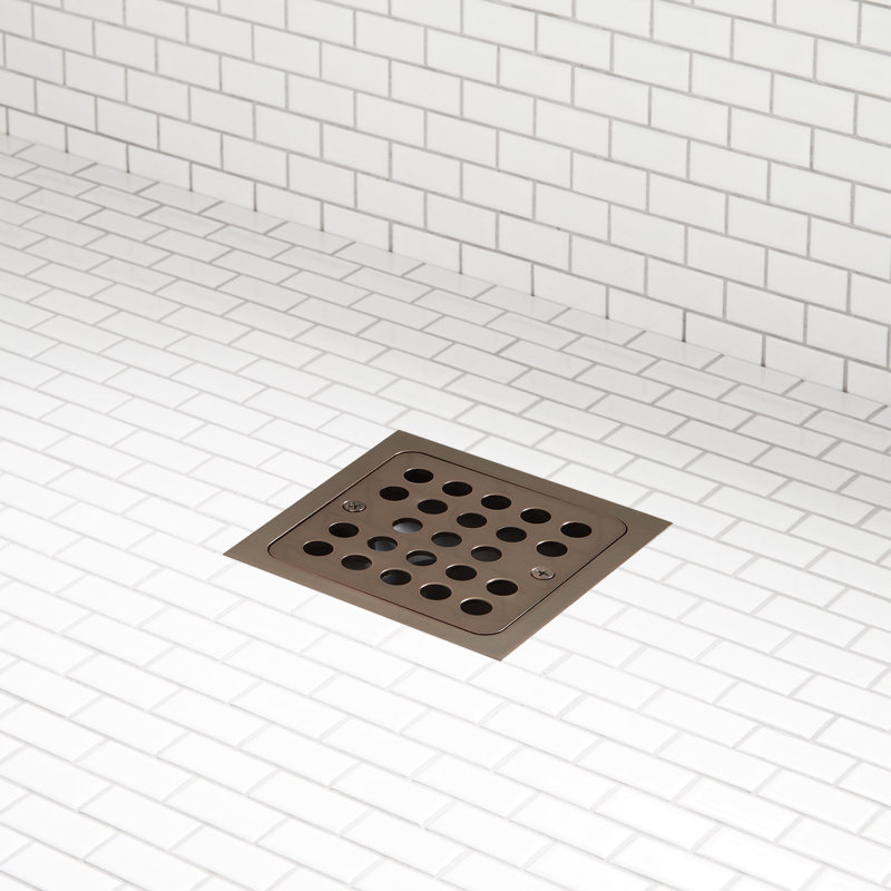 Signature Hardware Menlo Square Shower Drain, No, Oil Rubbed Bronze