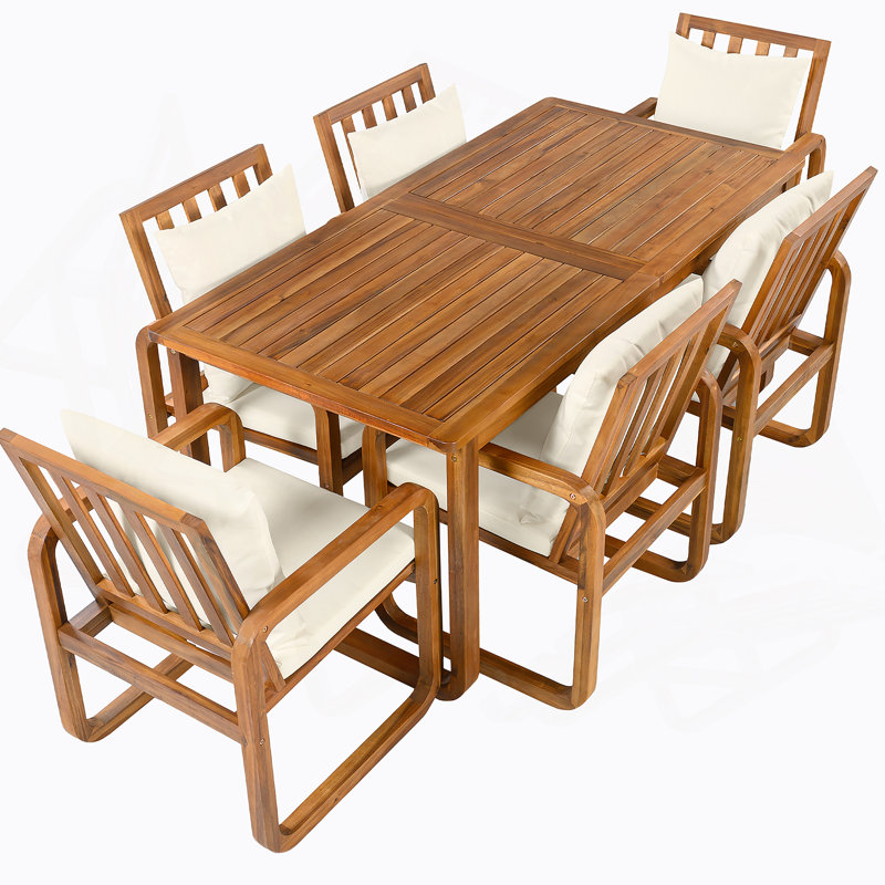 Ensemble de salle à manger 7 pièces pour patio, table de salle à manger d'extérieur et chaises avec coussins amovibles pour patio, cour arrière, jardin