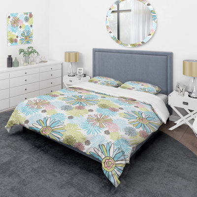Fleurs colorées - Ensemble de housse de couette floral - Polyester microfibre