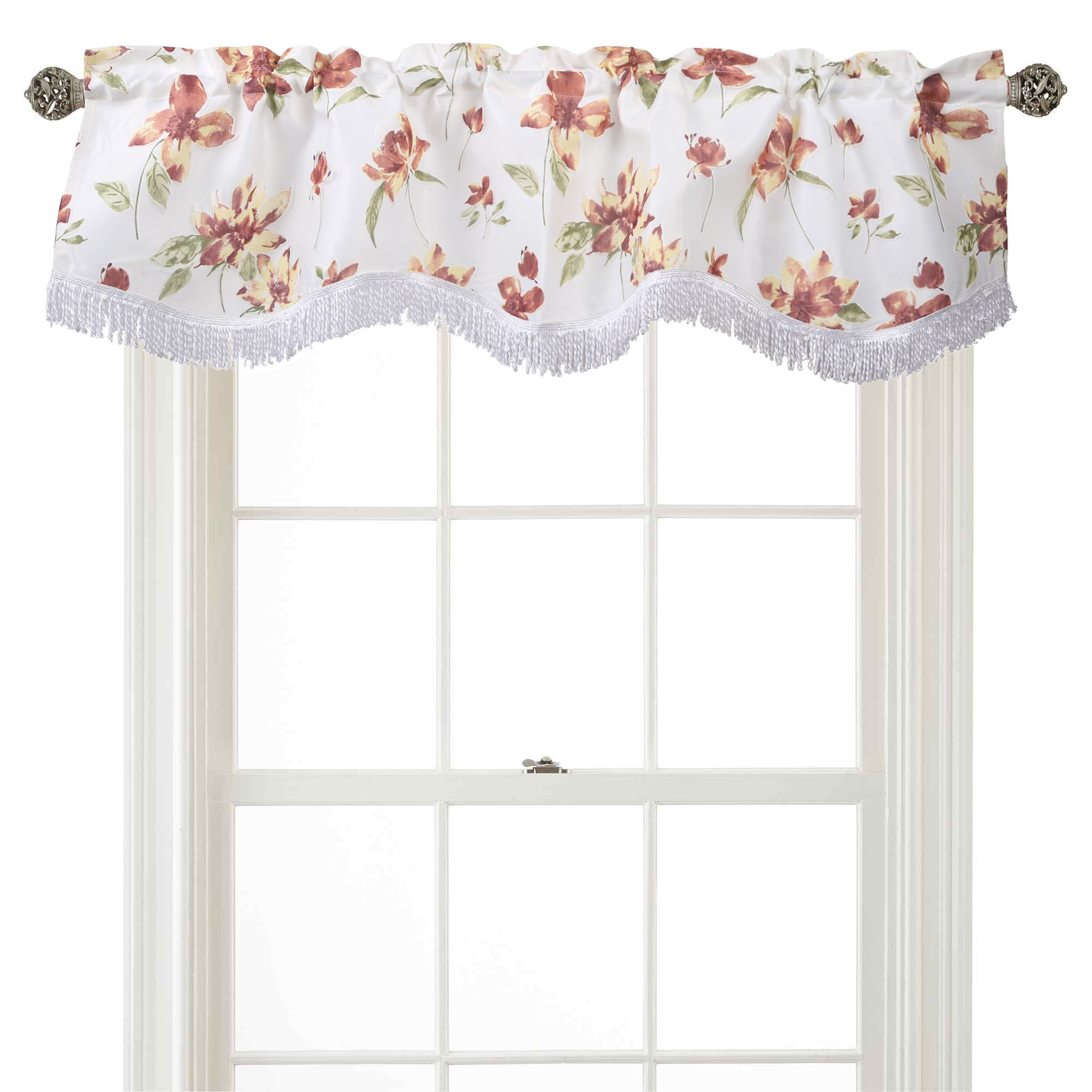 Charlton Home® Macdougall Floral Scalloped 60'' W Window Valance | Wayfair