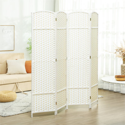 Paravent HOMcom, paravent pliable à 4 panneaux, cloison autoportante de 5,6 pi de hauteur pour bureau à domicile, chambre à coucher, blanc