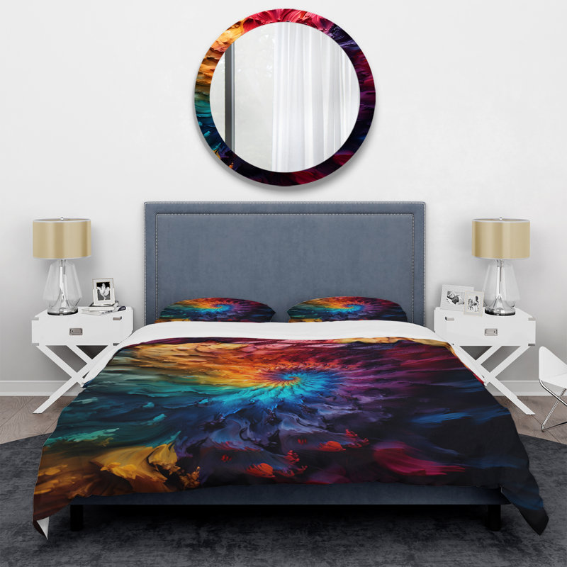 Ensemble de housse de couette Abstract Space Fractal Vortex II, Housse de couette pour très grand lit et 2 très 