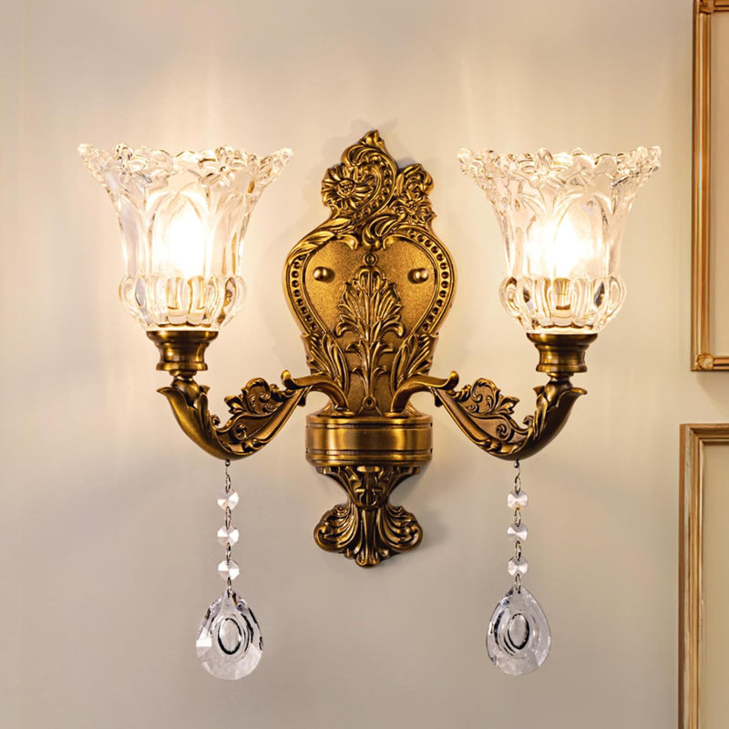 2-lights Gold Wall Sconce Bathroom Vanity Wall Lamp, Wall Light Fixtures