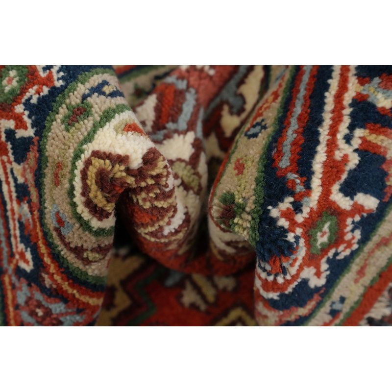 Tapis traditionnel orange en laine fait à la main 3 x 5