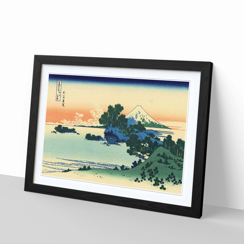 Japanese Oriental Shichiri Beach by Katsushika Hokusai - Framed Print, Black