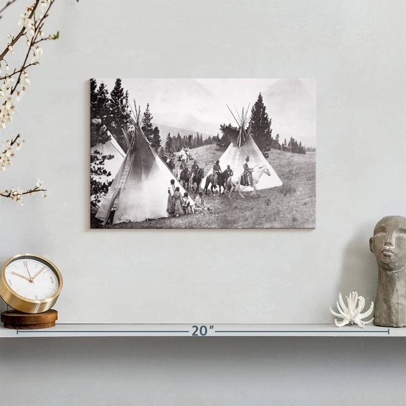Native American Teepee Camp Montana, 8" H x 12" W