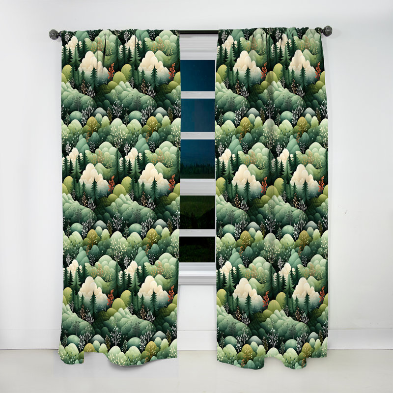 Motif vert forêt I - Rideau floral - Velours obscurcissant - 1 panneau, L 52 po x L 63 po