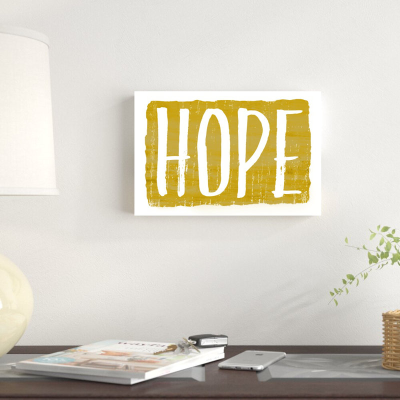«Hope», art textuel sur toile tendue, H 8 po x l 12 po