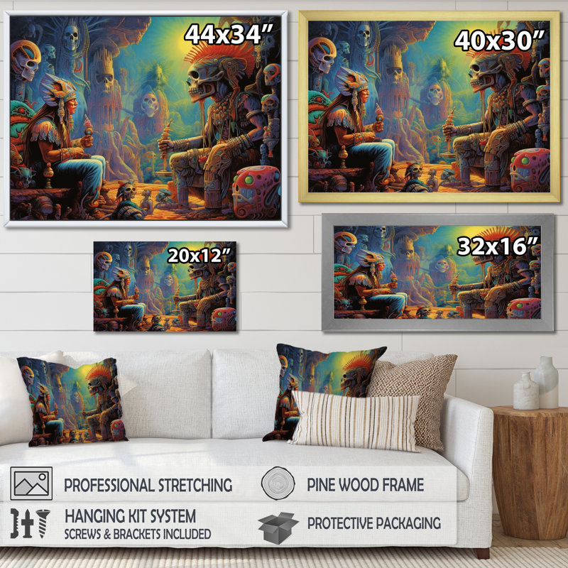 " Amazon Shaman Ancient Rituals ", Black Floater Framed, 30" H x 40" W