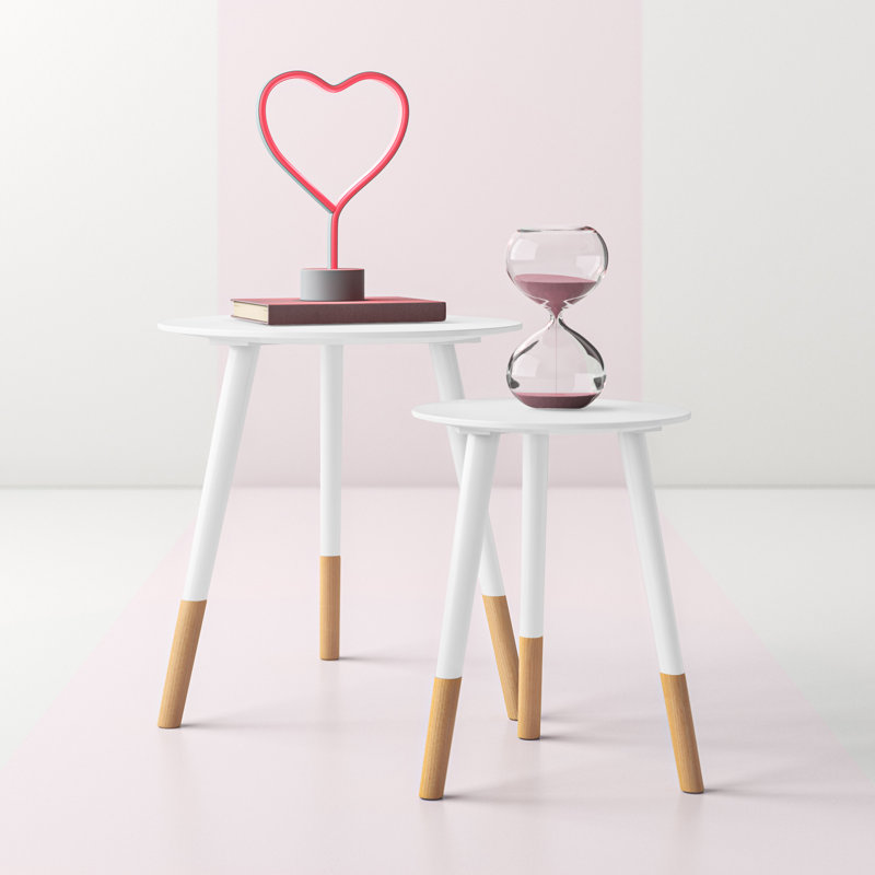 Combs Solid Wood Nesting Tables, White