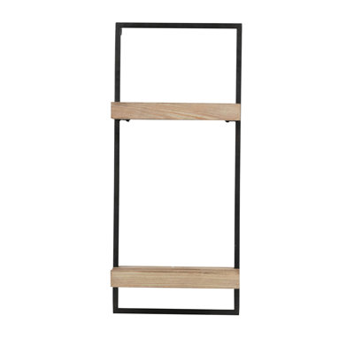 Iron And Wood Wall Shelf, 12X6x27", With Plate Grooves, Industrial Style Shelf For Display, Grooves