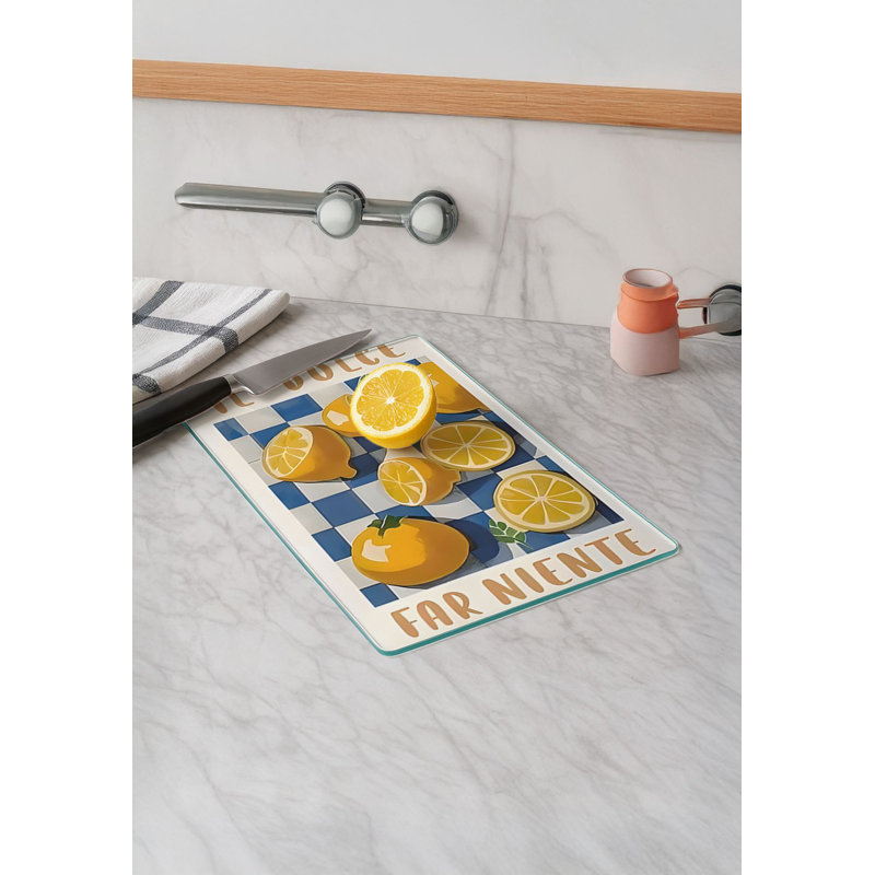 Durable Tempered Glass Cutting Board, 7.9 x 11.8 inches | 100% Antibacterial, Non-Slip Silicone Feet | Easy Clean Surface, Perfect for Food Prep & Kitchen Use, Not Dishwasher, Microwave, or Oven Safe