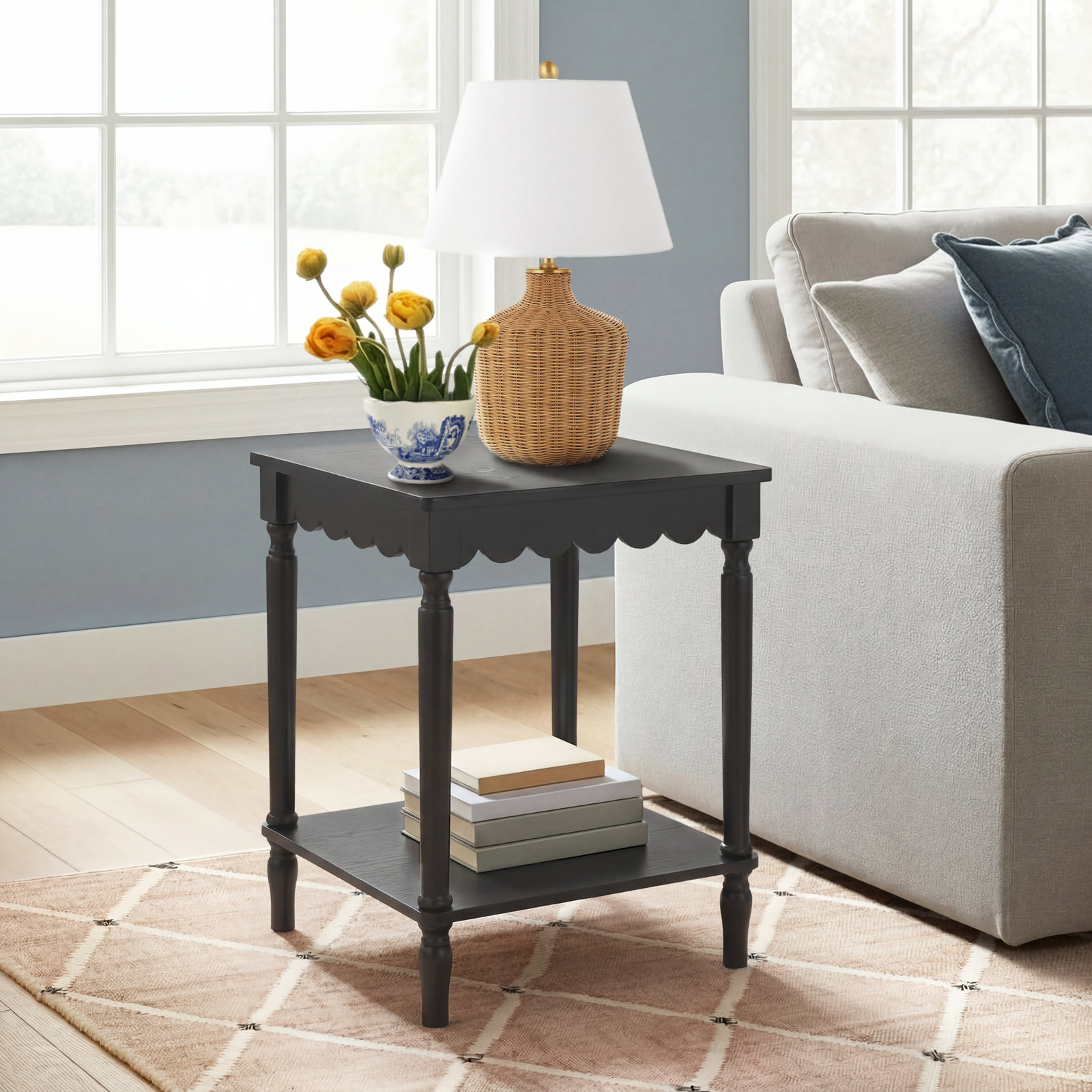 Branden 19" Pine End Table, Matte Black