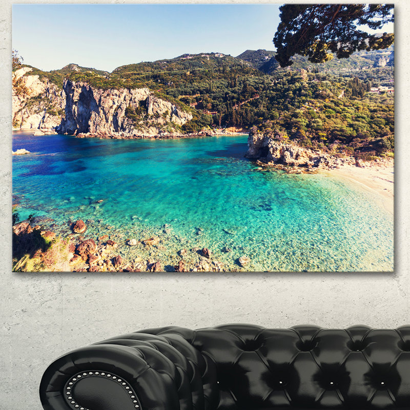 «Rocky Beach with Turquoise Water», reproduction de photo sur toile tendue, H 8 po x l 12 po