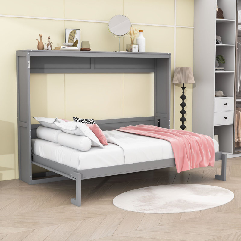 Lit escamotable en bois Hartzell, Complète, gris