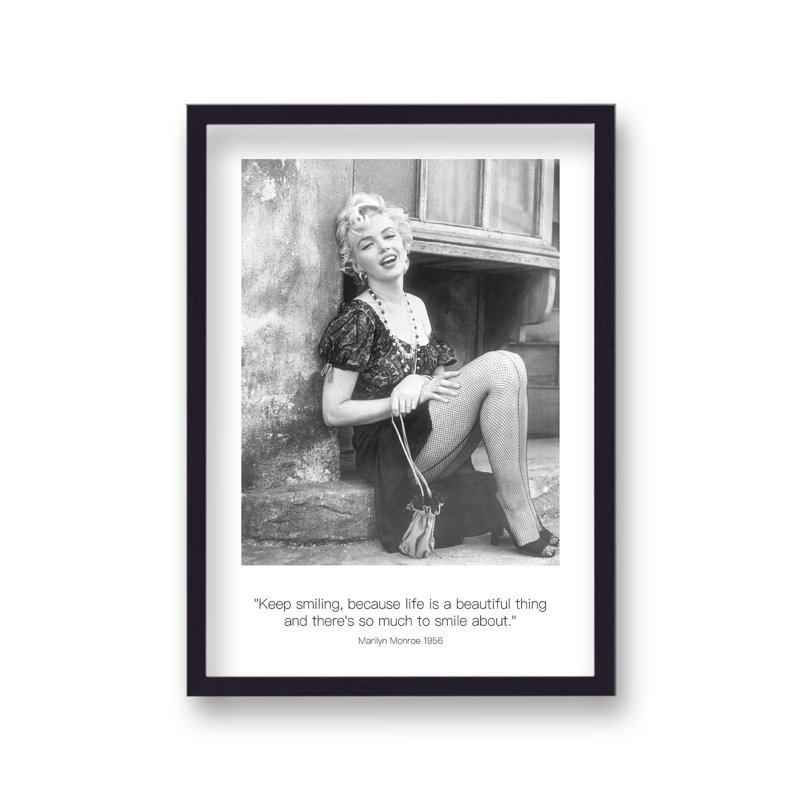 Polaroid Style B&W Icon Marilyn Monroe Keep Smiling Dated by Vouvart - Single Picture Frame Memorabilia