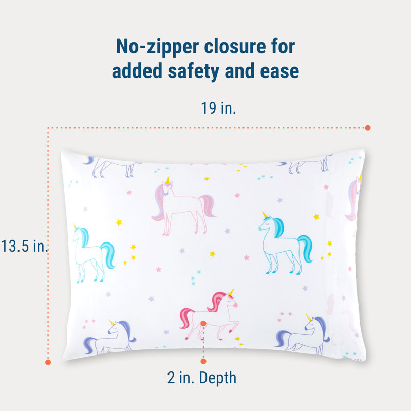 Wildkin 100% Cotton Toddler Pillowcase – Hypoallergenic, Soft & Breathable - Unicorn, White Unicorn