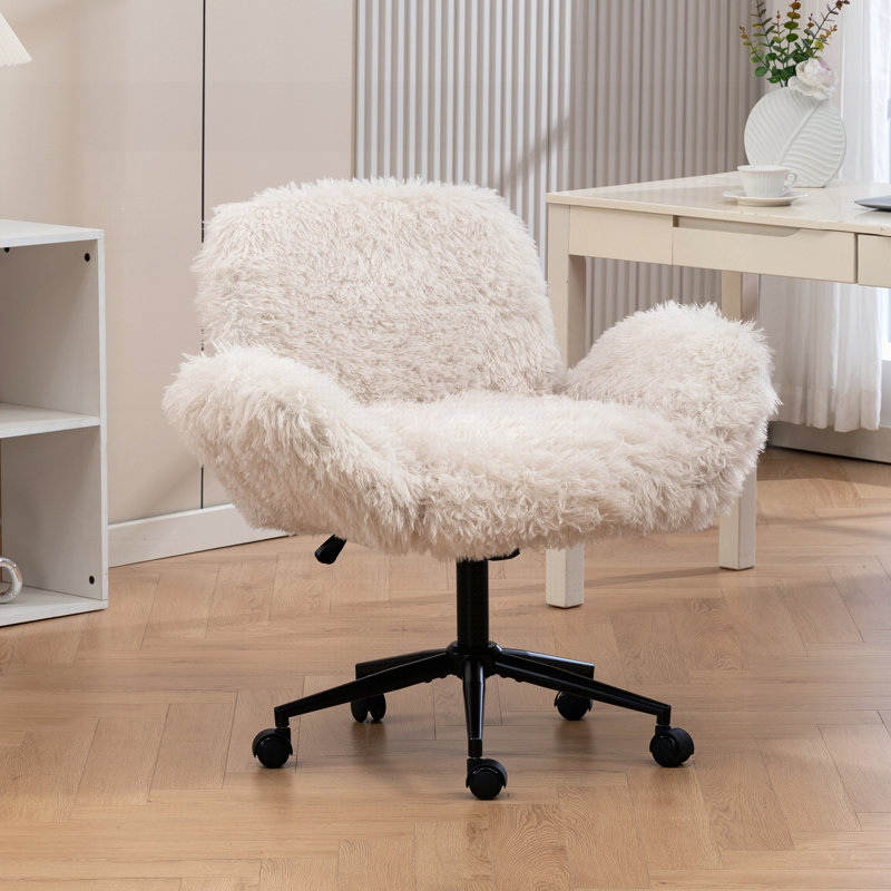 Chaise de bureau Criss Cross, Fausse fourrure beige