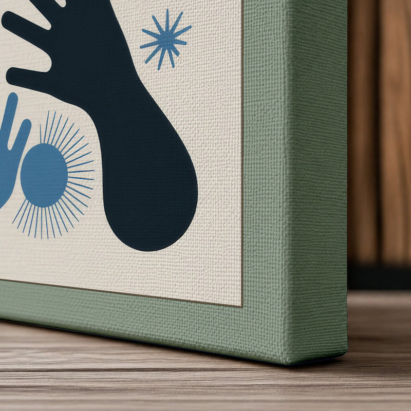 Hands Around Centre Geometric - Wrapped Canvas, 36x24 - 91.4 x 61.0 cm, Sage Border