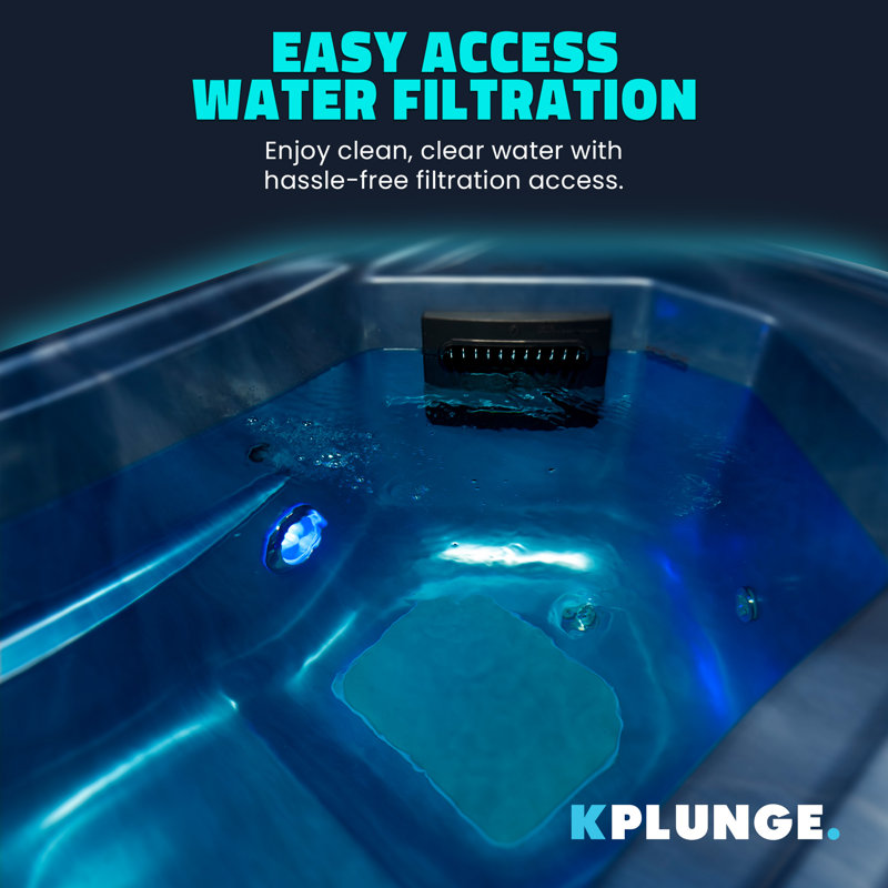 69 In. 1-Person 2-Jets All-In-One Cold Plunge And Hot Tub With Built-In Chiller, Lights, And Wifi In Blue, Brown/Blue/White