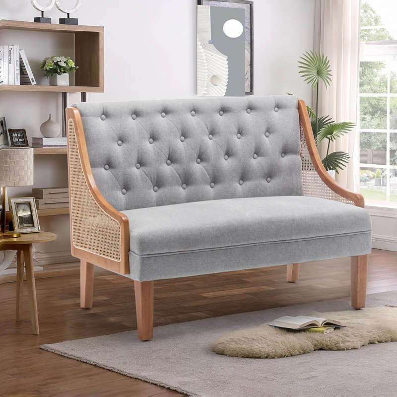 Bedell 48'' Upholstered Loveseat, Gray 100% Linen