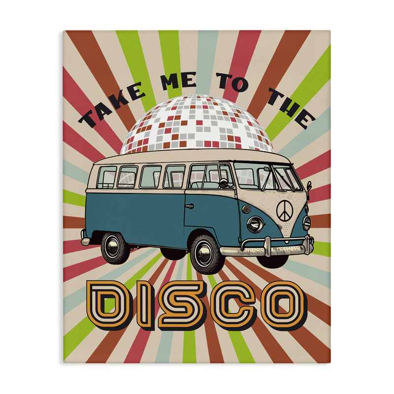Art mural sur toile Groovy Disco Van, par CAD Designs, H 40 po x l 30 po