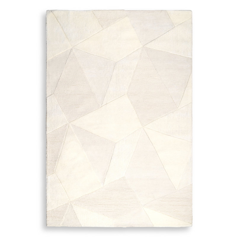 Osumi Hand Tufted Geometric Area Rug in White, Rectangle 9'10.11" x 13'1.48"