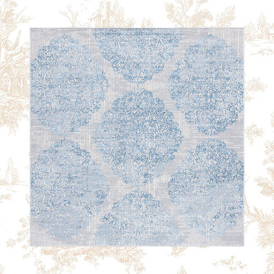 Arrabella Jessa Ikat Gray/Blue Area Rug